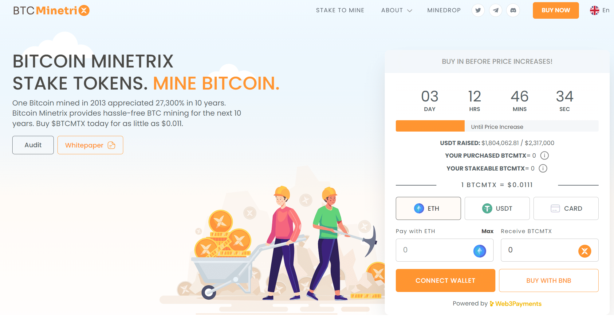 Bitcoin Minetrix henter inn 1,8 millioner dollar i investeringer. 